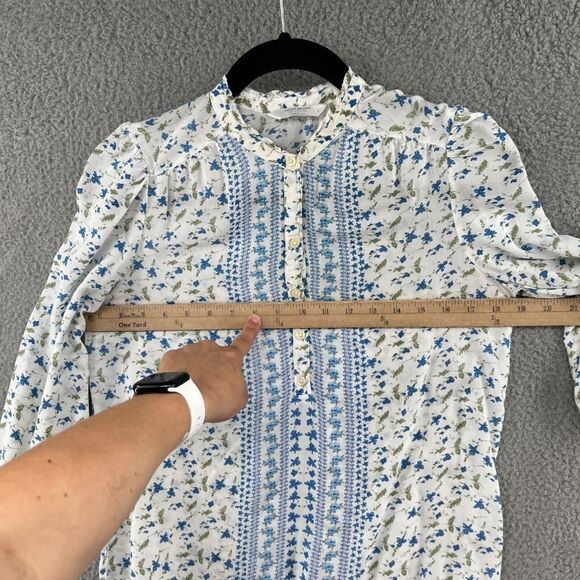 Lucky Brand Megan Floral Popover Shirt Cottagecore prairie Size Small - Picture 4 of 10